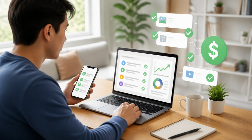 Ilustrasi apa itu microtask dan cara mendapatkan penghasilan tambahan secara online